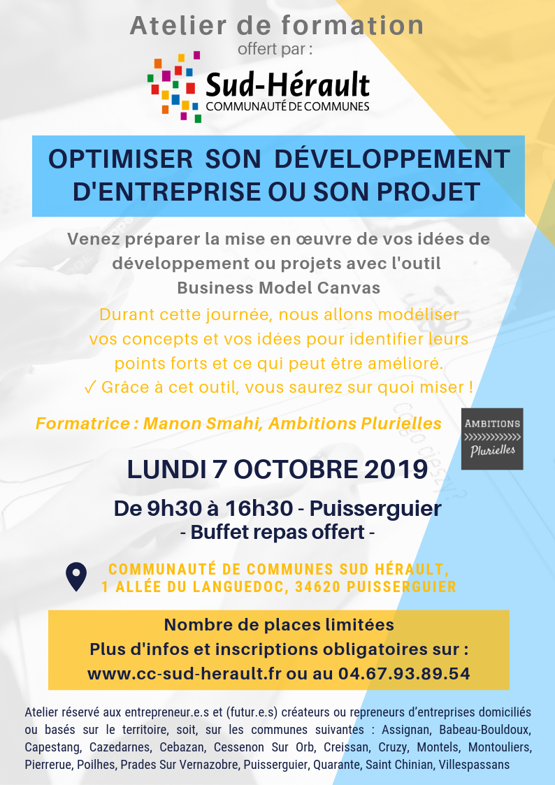 Atelier de formation (futurs) Entrepreneur.e.s de la Communauté de Communes Sud Hérault