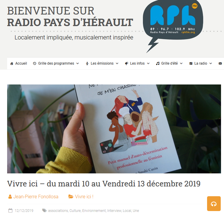 Radio Pays d'Hérault interview sortie livre épanouissement professionnel féminin