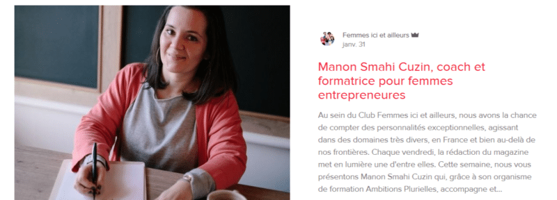 Manon Smahi Cuzin coach et formatrice pour femmes entrepreneures